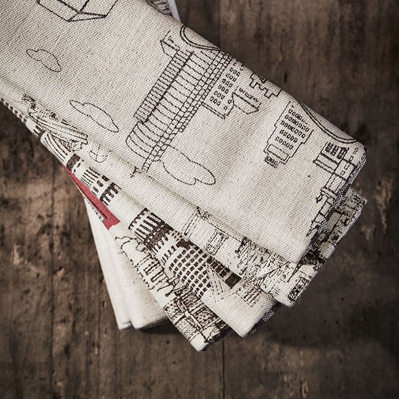 jolies torchons en lin naturel imprimé