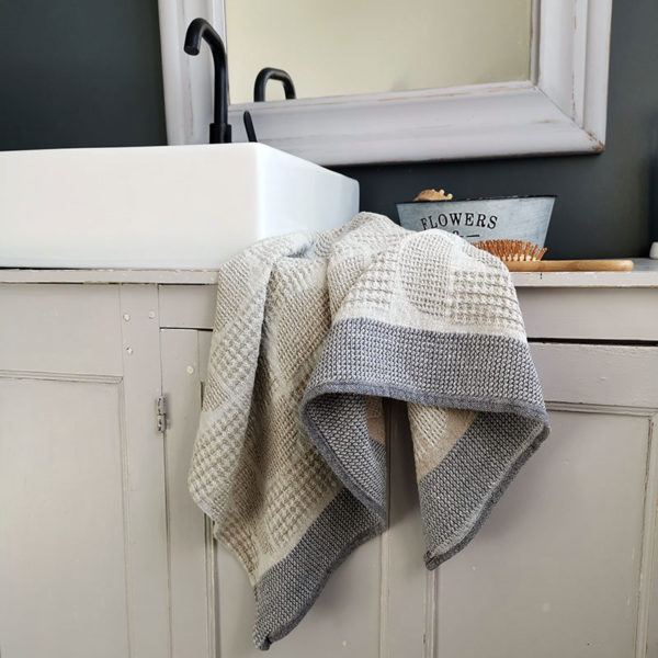 serviette en lin lave tissage gaufree couleur gris