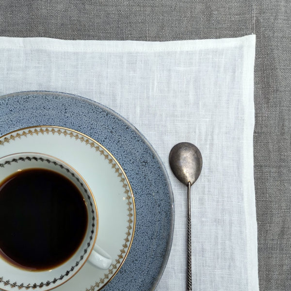 set de table en pur lin lavé couleur blanc